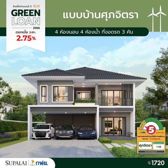 ขนทัพ 10 แบบบ้านศุภาลัย ติดฉลากเบอร์ 5  จัดเต็มสิทธิพิเศษสุดรับ Green Loan ดอกเบี้ย 2.75%