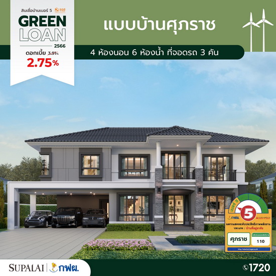 ขนทัพ 10 แบบบ้านศุภาลัย ติดฉลากเบอร์ 5  จัดเต็มสิทธิพิเศษสุดรับ Green Loan ดอกเบี้ย 2.75%