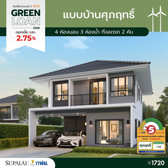 ขนทัพ 10 แบบบ้านศุภาลัย ติดฉลากเบอร์ 5  จัดเต็มสิทธิพิเศษสุดรับ Green Loan ดอกเบี้ย 2.75%